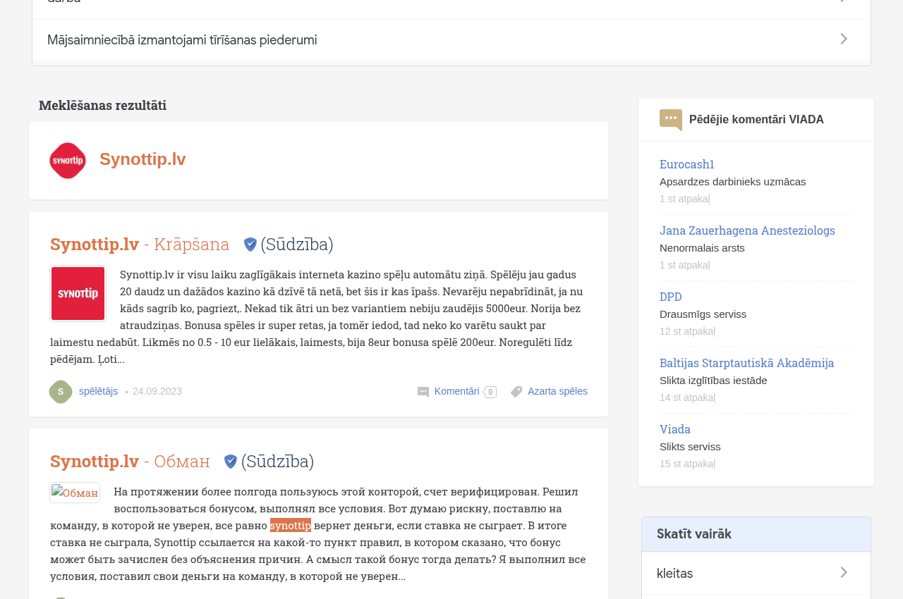 SynotTip lietotāju konteksta meklēšanas rezultātu attēls